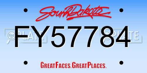 FY57784 South Dakota License Plate