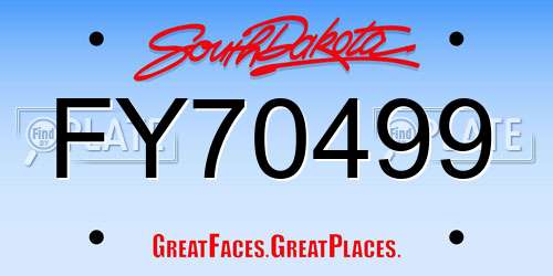 FY70499 South Dakota License Plate