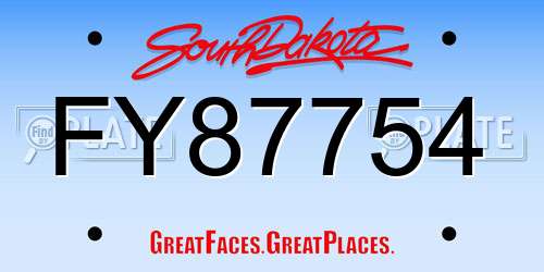 FY87754 South Dakota License Plate