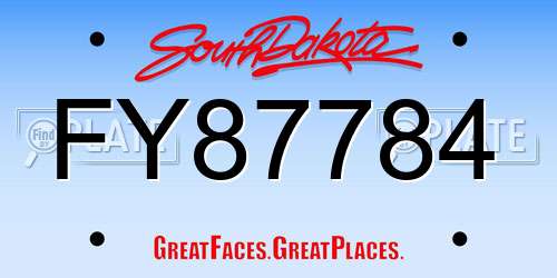 FY87784 South Dakota License Plate