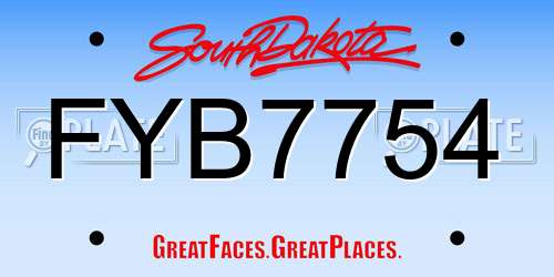 FYB7754 South Dakota License Plate
