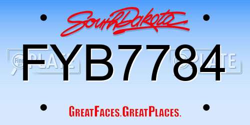 FYB7784 South Dakota License Plate