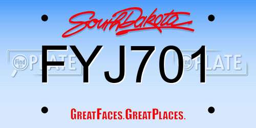 FYJ701 South Dakota License Plate