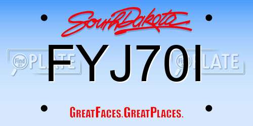 FYJ70I South Dakota License Plate