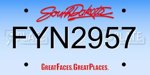 FYN2957 South Dakota License Plate