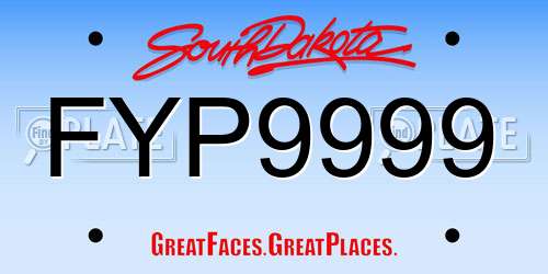 FYP9999 South Dakota License Plate