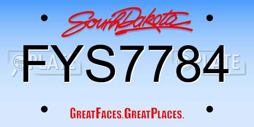 FYS7784 South Dakota License Plate