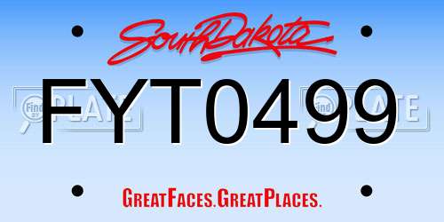 FYT0499 South Dakota License Plate