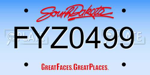 FYZ0499 South Dakota License Plate