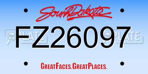 FZ26097 South Dakota License Plate