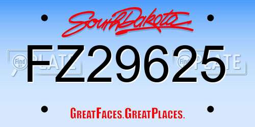 FZ29625 South Dakota License Plate