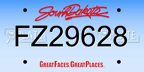 FZ29628 South Dakota License Plate