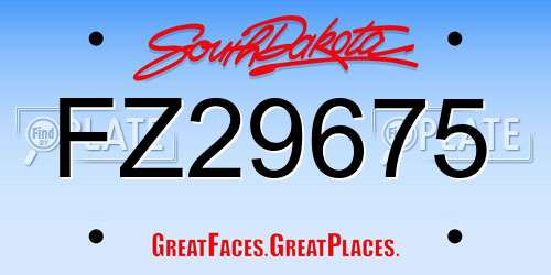 FZ29675 South Dakota License Plate
