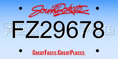 FZ29678 South Dakota License Plate