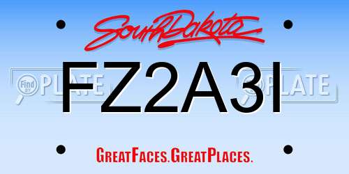 FZ2A3I South Dakota License Plate