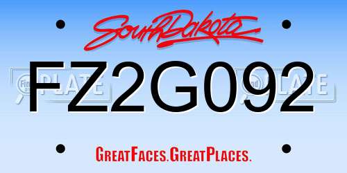 FZ2G092 South Dakota License Plate