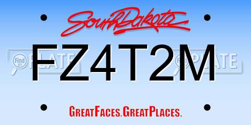 FZ4T2M South Dakota License Plate