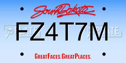 FZ4T7M South Dakota License Plate