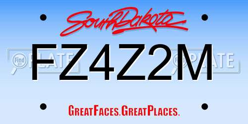 FZ4Z2M South Dakota License Plate