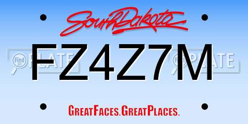 FZ4Z7M South Dakota License Plate