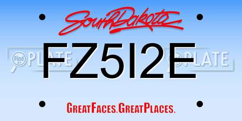 FZ5I2E South Dakota License Plate