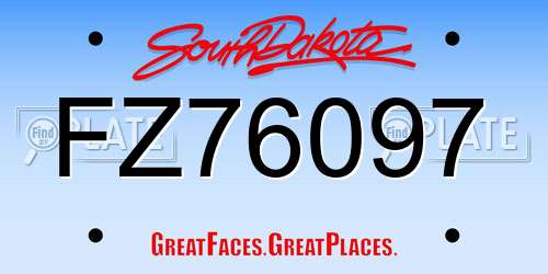FZ76097 South Dakota License Plate
