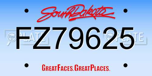 FZ79625 South Dakota License Plate