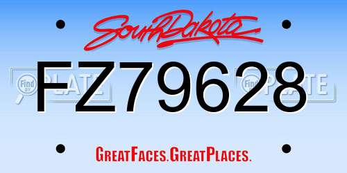FZ79628 South Dakota License Plate