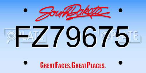 FZ79675 South Dakota License Plate