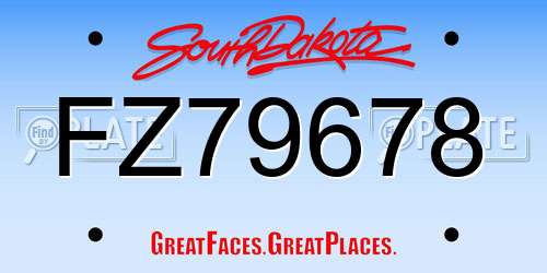 FZ79678 South Dakota License Plate