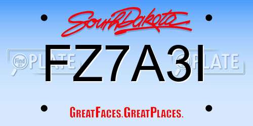 FZ7A3I South Dakota License Plate