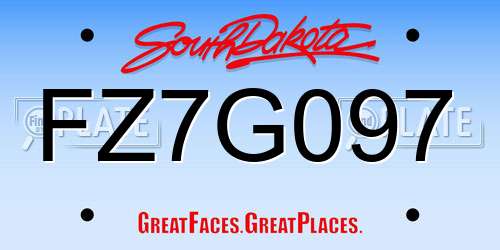 FZ7G097 South Dakota License Plate