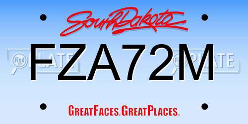 FZA72M South Dakota License Plate