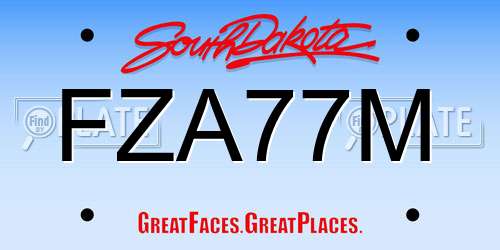 FZA77M South Dakota License Plate