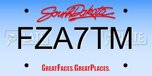 FZA7TM South Dakota License Plate