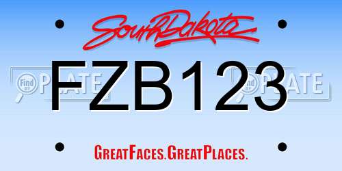 FZB123 South Dakota License Plate