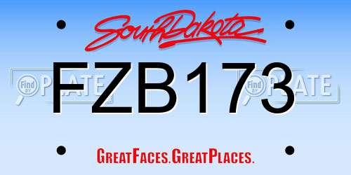 FZB173 South Dakota License Plate