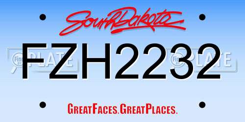 FZH2232 South Dakota License Plate