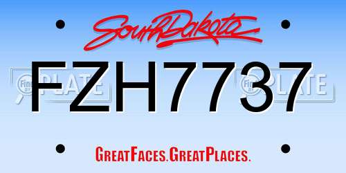 FZH7737 South Dakota License Plate