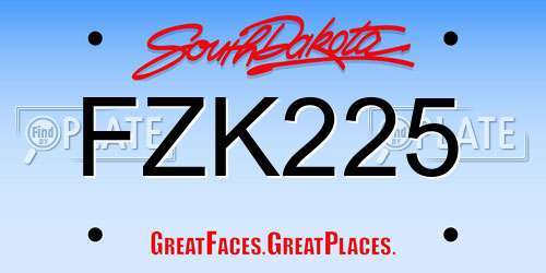FZK225 South Dakota License Plate
