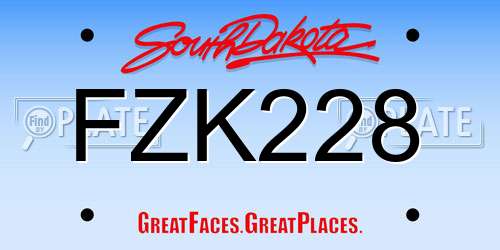 FZK228 South Dakota License Plate