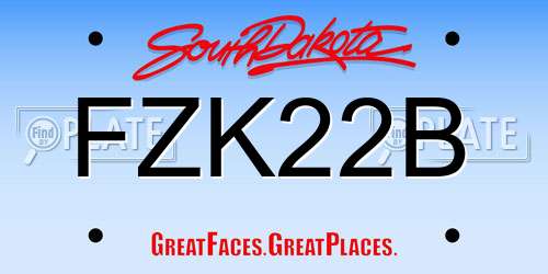 FZK22B South Dakota License Plate