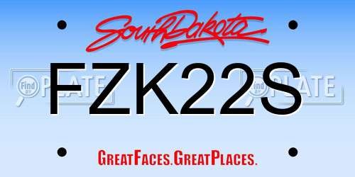 FZK22S South Dakota License Plate