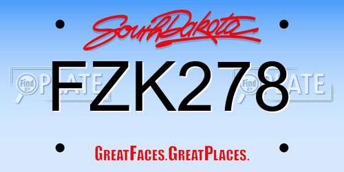 FZK278 South Dakota License Plate