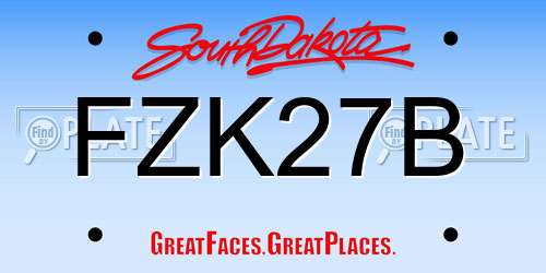 FZK27B South Dakota License Plate