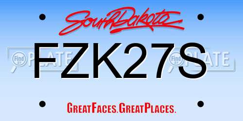 FZK27S South Dakota License Plate