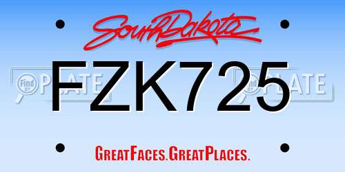 FZK725 South Dakota License Plate