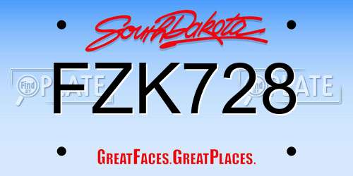FZK728 South Dakota License Plate