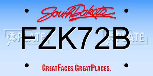 FZK72B South Dakota License Plate