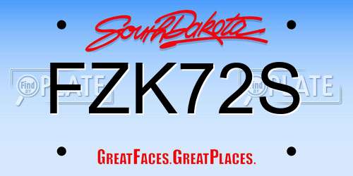 FZK72S South Dakota License Plate